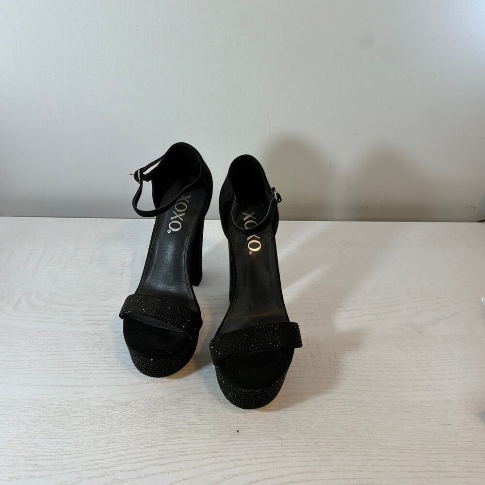 XOXO Candy Faux Suede Embellished Platform Heels 6